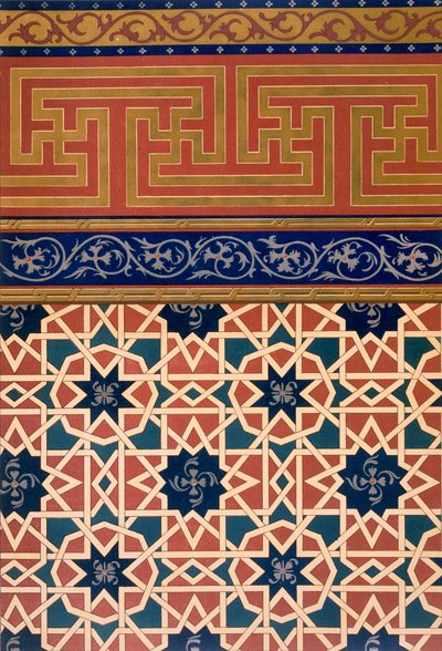 Decoración arquitectónica, probablemente trabajo en mosaico, incluyendo borde, siglo XIX (folio) de N. Simakoff